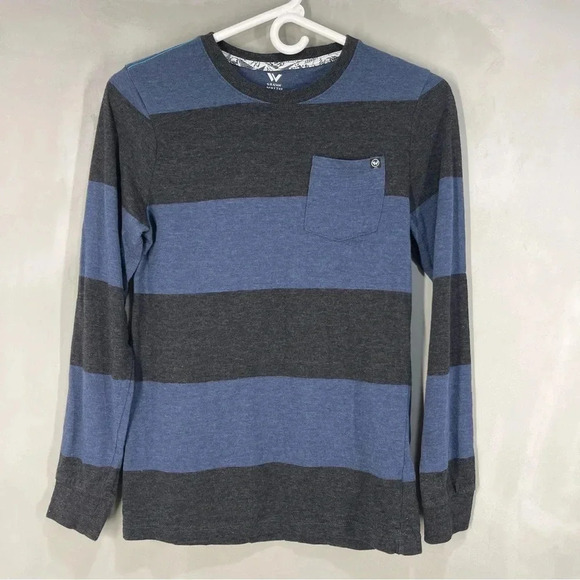 Shaun White Large (12-14)  Long Sleeve Stripe Gray & Blue - Picture 1 of 7